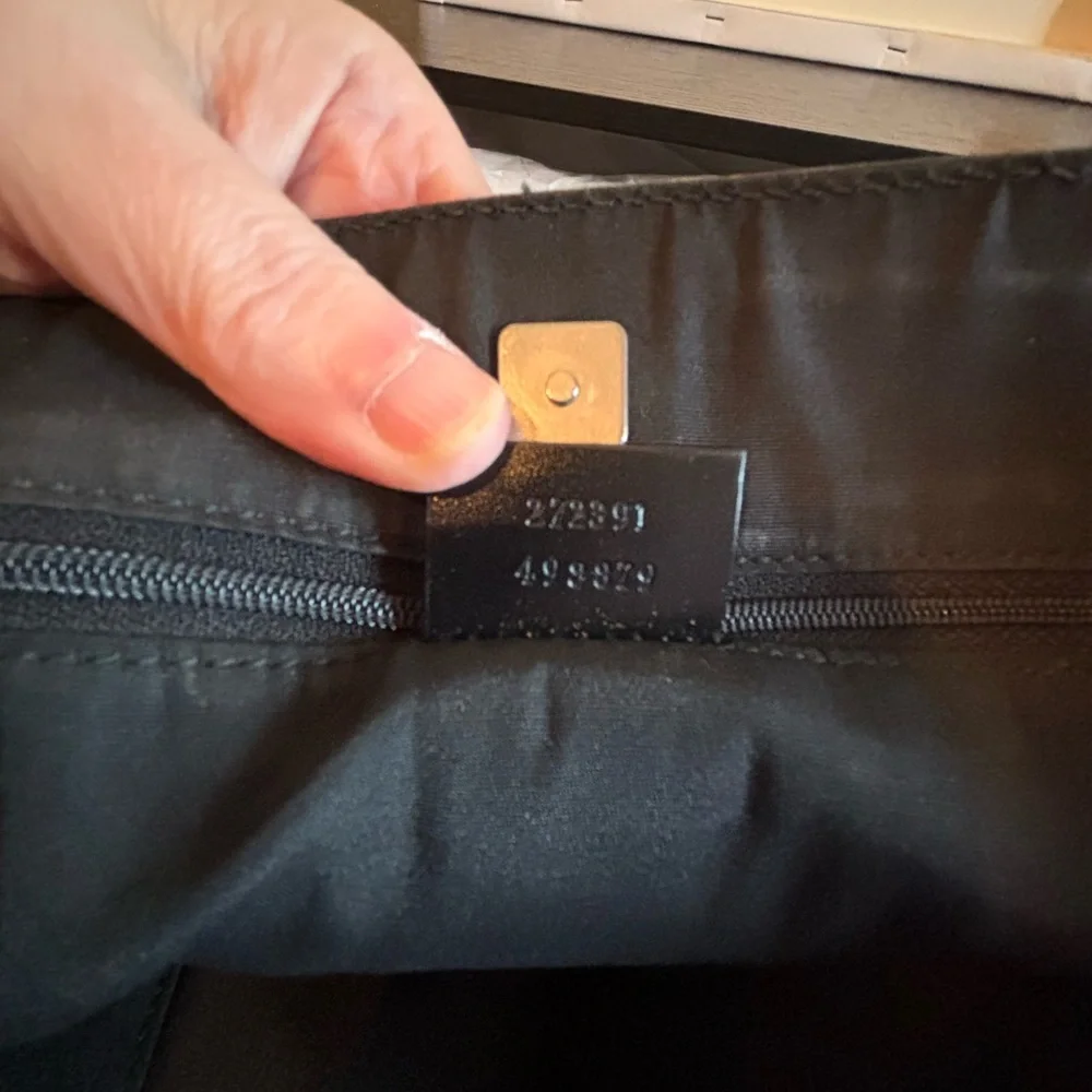 Authentic Gucci Abbey D-Ring GG Monogram Canvas and Leather Tote Bag - Green/blk - Picture 12 of 14